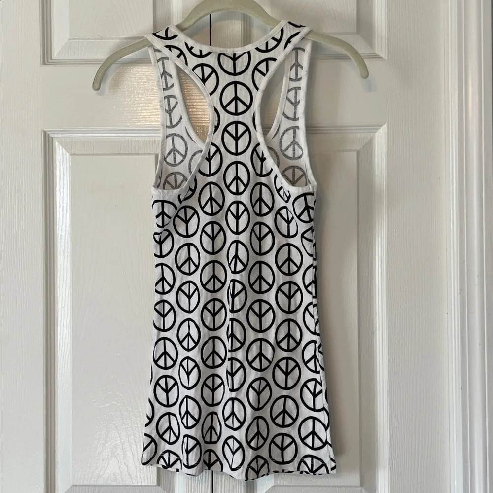 Jet Set Peace Sign Racerback Tank Top - Picture 2 of 5